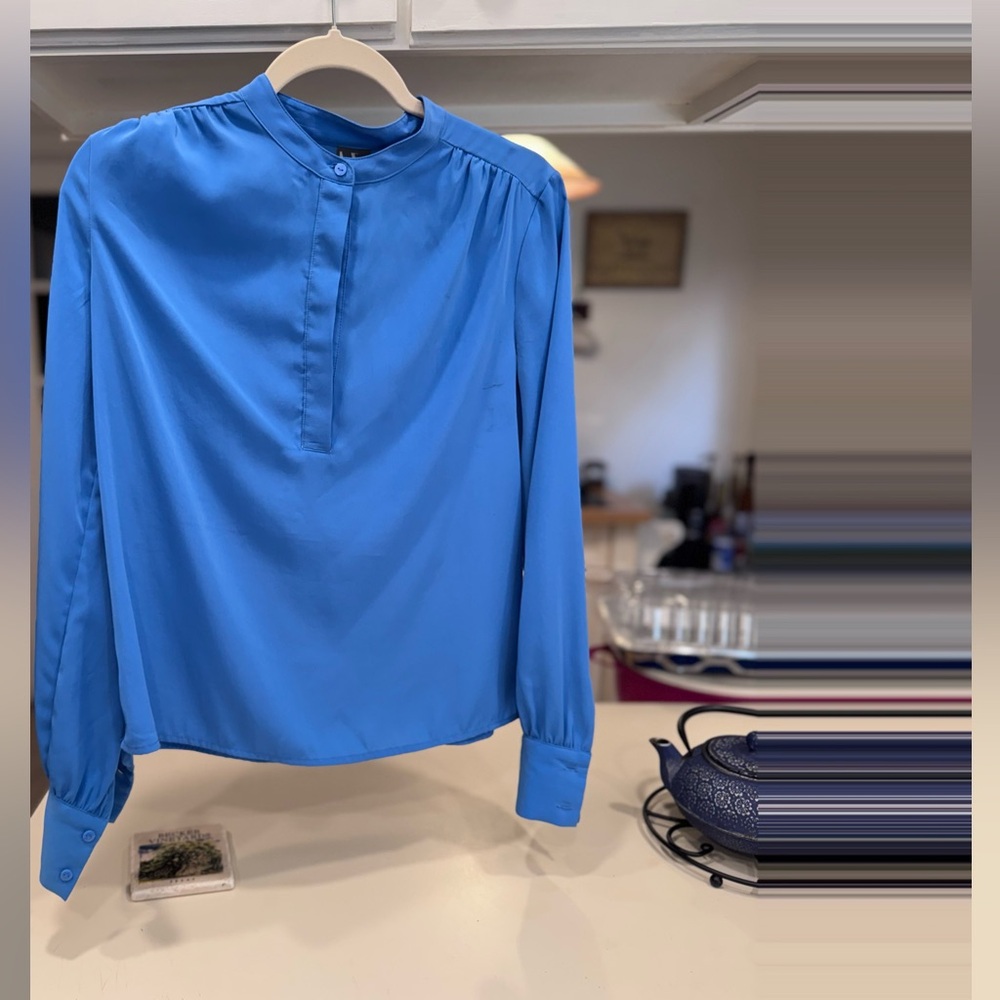 Worthington Sky Blue Button-Up Blouse